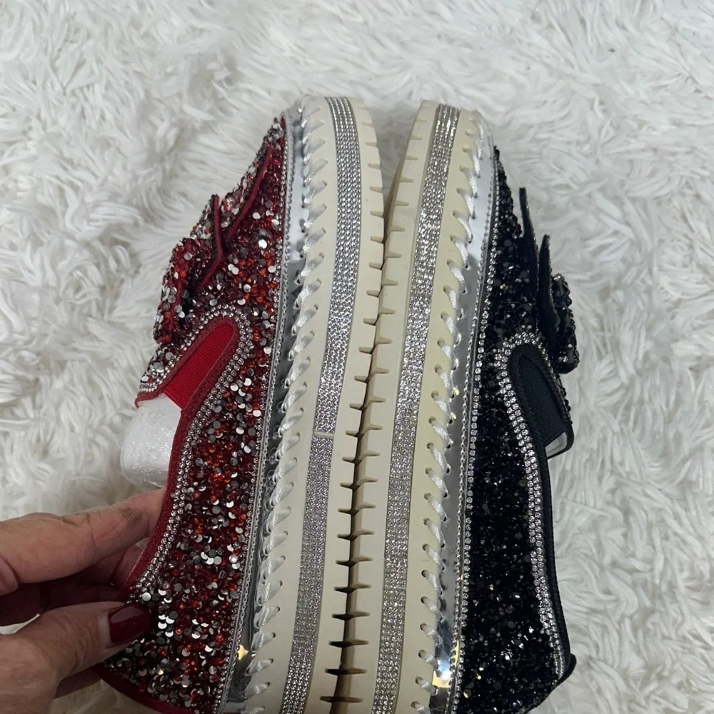 Black Glitter Loafers for Women